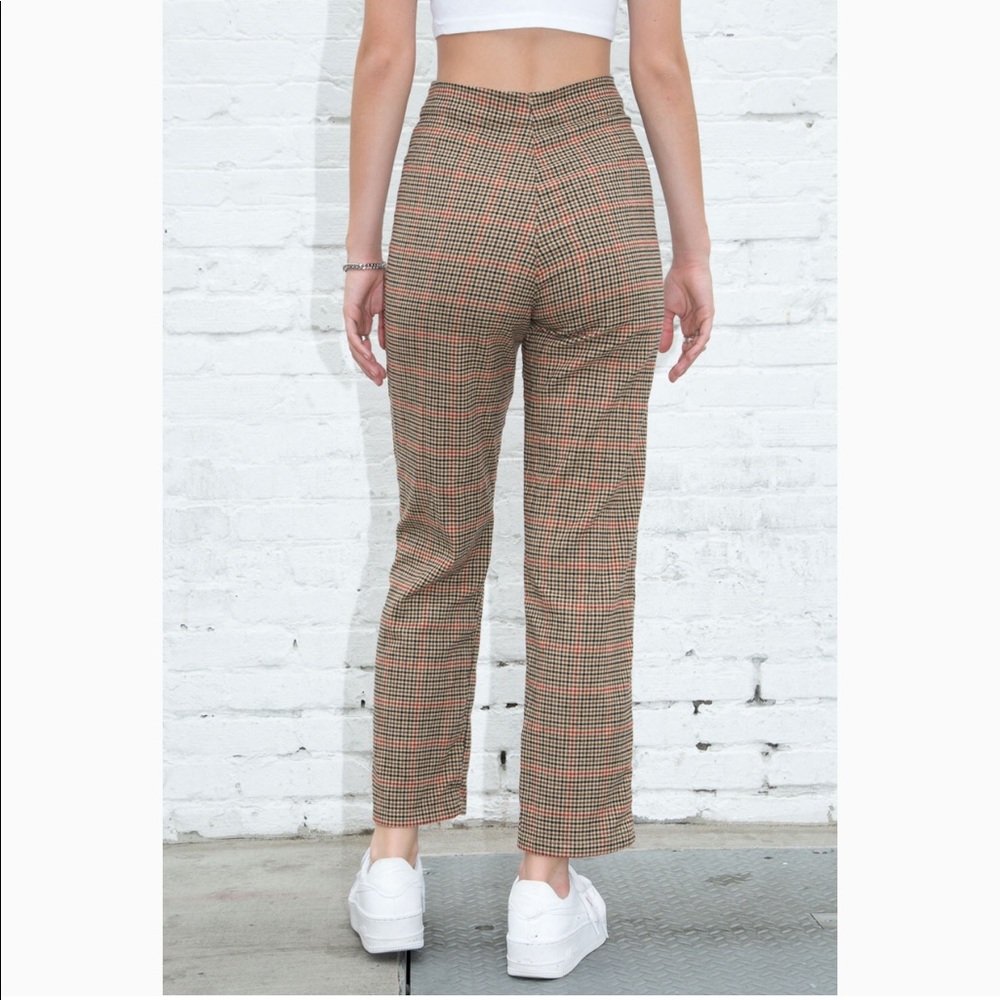 Brandy Melville Kim Pants - brown plaid - Picture 3 of 5